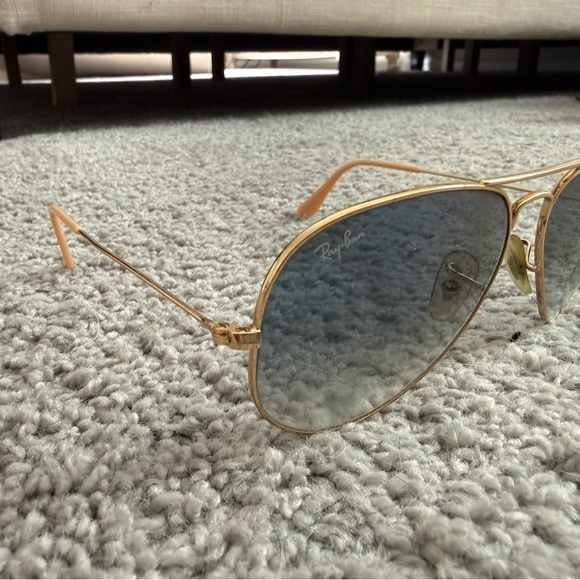 Ray-Ban Gold Frame Sunglasses with Blue Gradient Lenses - Picture 2 of 3